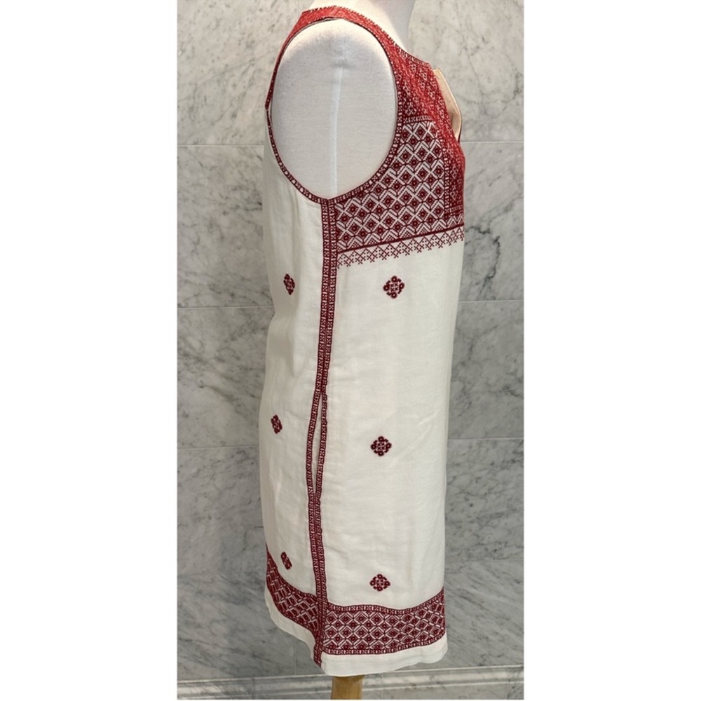 Madewell Women’s Sleeveless White Shift Dress with Pink Embroidered Trim Size 6 - Picture 8 of 10